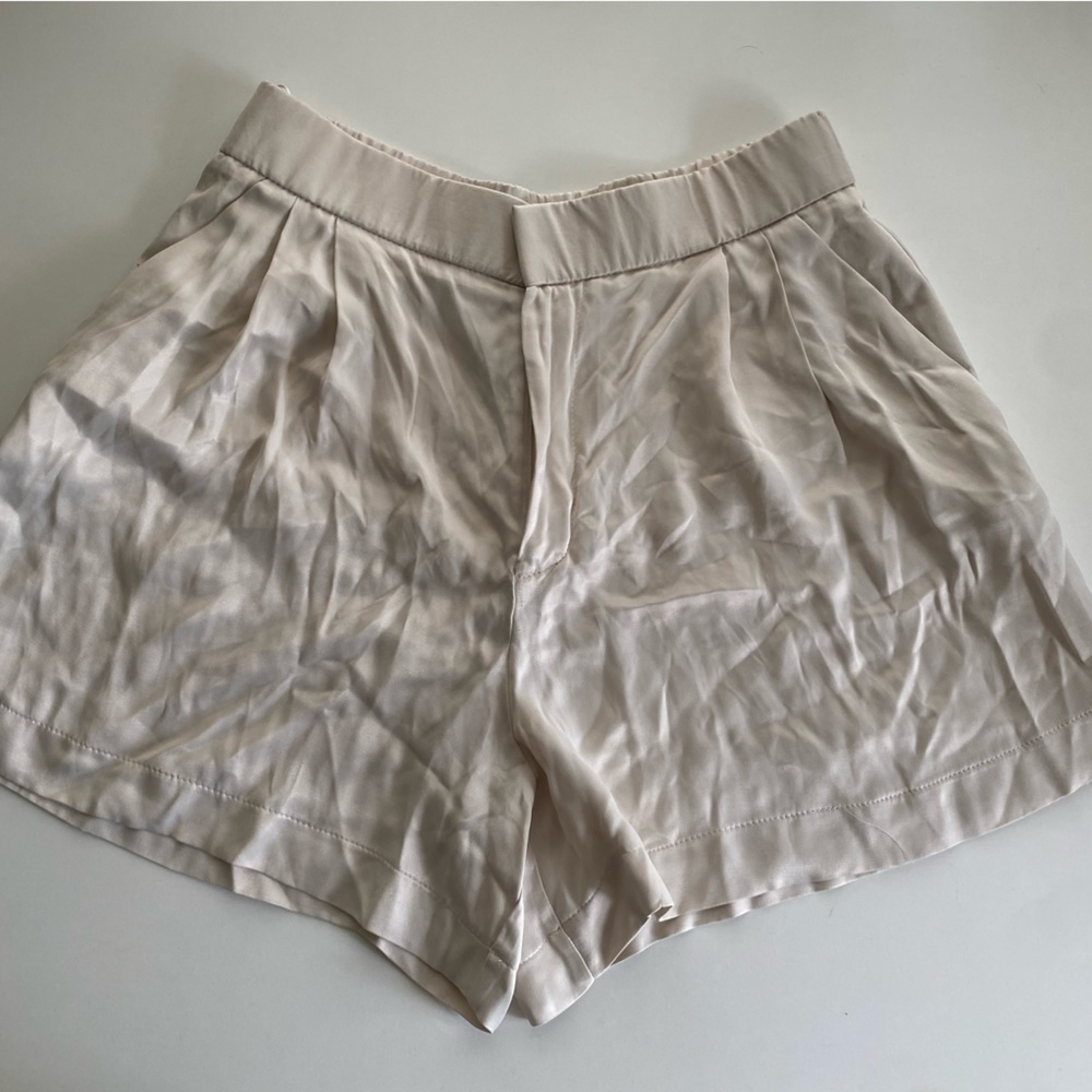 Zara | Silk cream high waisted shorts